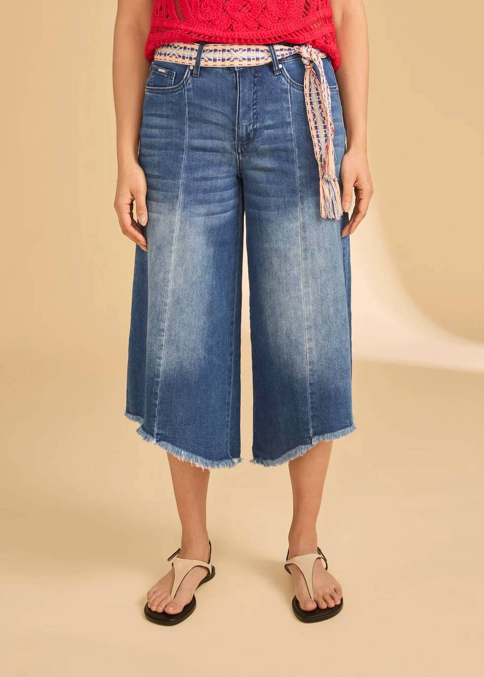 NEW FDJ loose mid-rise hi-low crop jeans in medium blue
